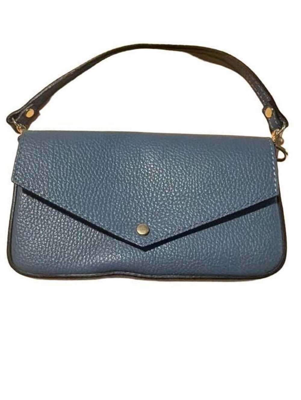 Borse In Pelle Genuine Leather Envelope Shoulder Bag Blue